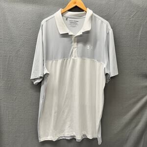 Under armour Polo Shirt Mens XXLT Performance White Gray Colorblock Loose Fit
